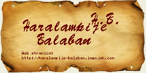 Haralampije Balaban vizit kartica